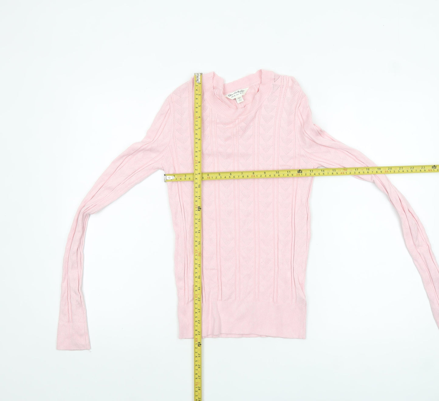 Miss Selfridge Womens Pink Cable Knit Crew Neck Jumper Size 10