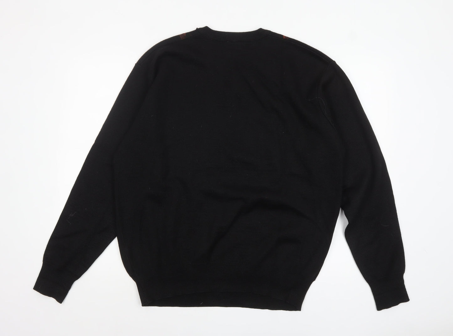 Gabicci Men's Black XL Wool Blend V-Neck Argyle Jumper