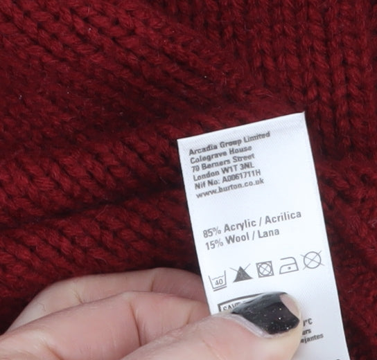 Burton Men's Red Fair Isle Crew Neck Knit Jumper Small