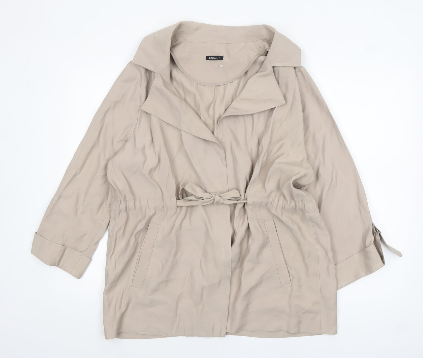 Roman Women’s Beige Mid-Length Belted Trench Coat Size 16