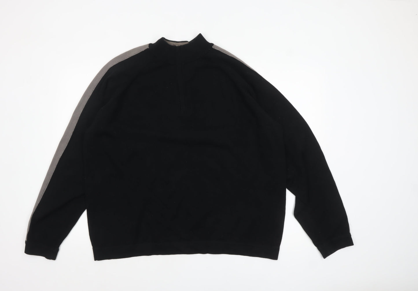 Marks and Spencer Men's Black XL High Neck Cotton Pullover Jumper