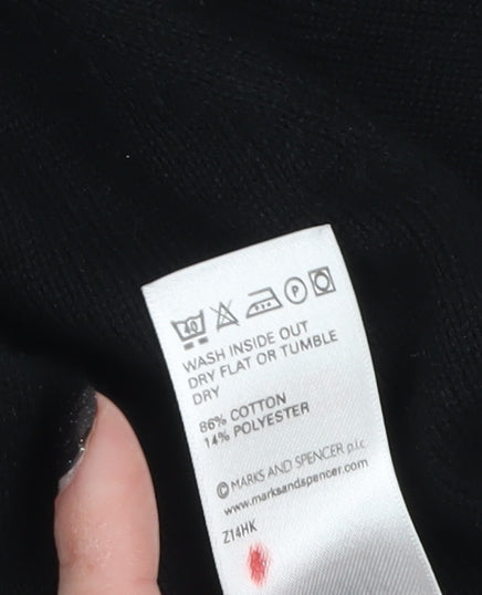 Marks and Spencer Men's Black XL High Neck Cotton Pullover Jumper