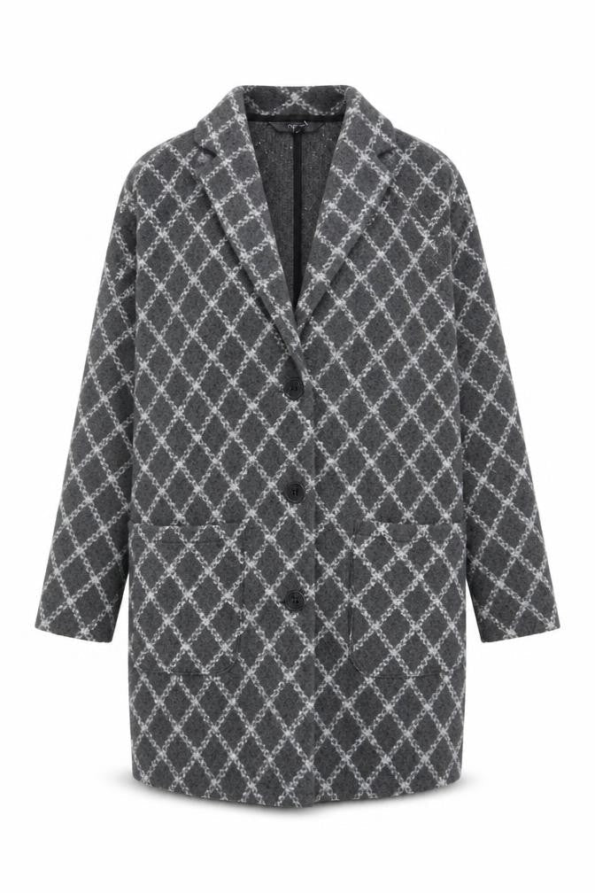 Next Women’s Grey Check Long Coatigan Size S Acrylic Blend