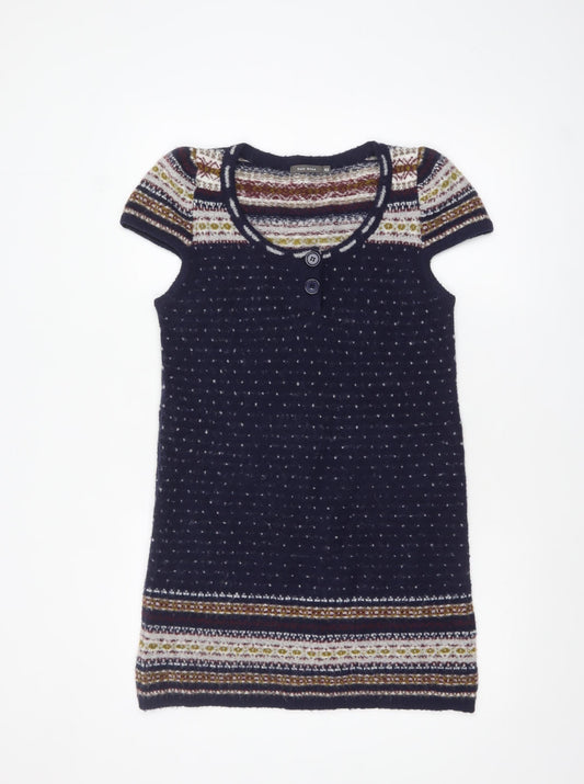 Easy Wear Women's Blue Fair Isle Jumper Dress Size 14