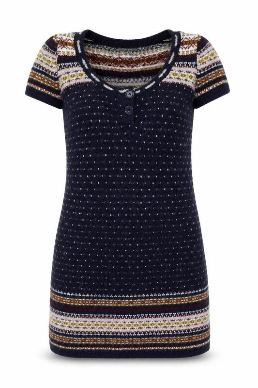 Easy Wear Women's Blue Fair Isle Jumper Dress Size 14
