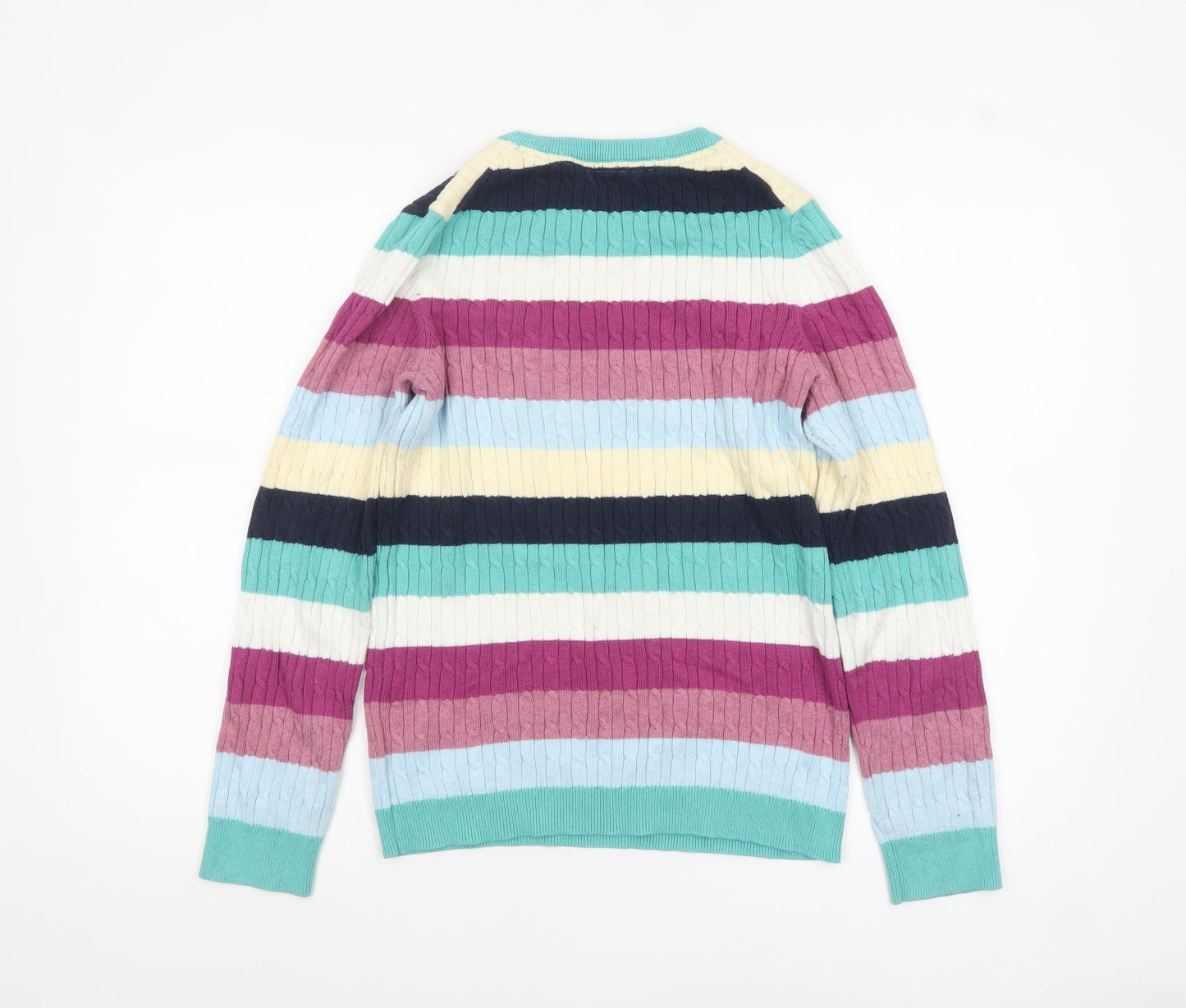 Crew Clothing Company Women's Multicoloured Stripe Cotton Cashmere Jumper Size 12