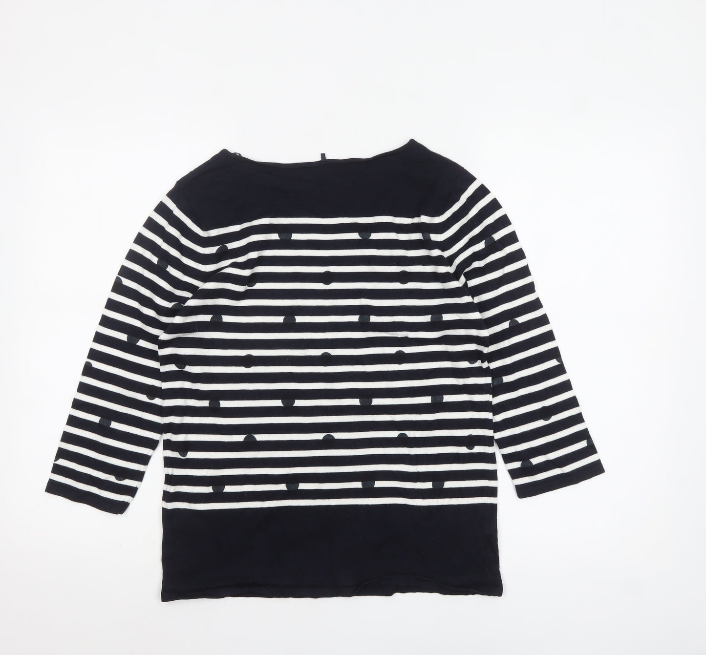 Gerry Weber Women Blue Striped Boat Neck 3/4 Sleeve Cotton Jumper Size 10