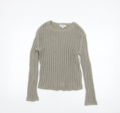 Marks & Spencer Women’s Grey Ribbed Knit Pullover Jumper Size S