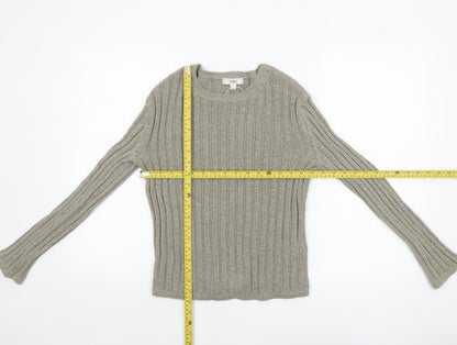 Marks & Spencer Women’s Grey Ribbed Knit Pullover Jumper Size S