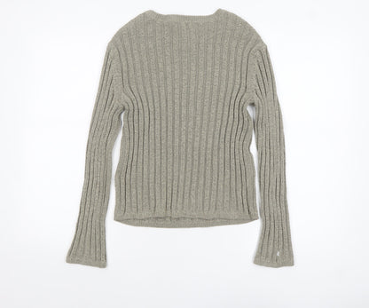 Marks & Spencer Women’s Grey Ribbed Knit Pullover Jumper Size S
