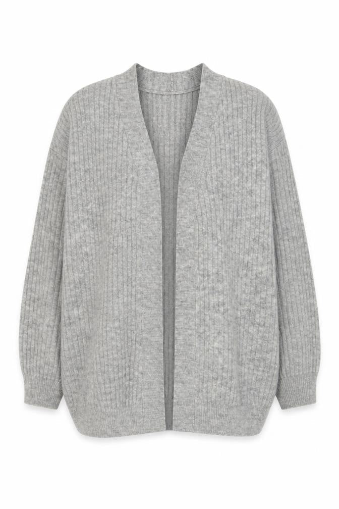 H&M Women Grey Wool Blend Open Knit Cardigan L