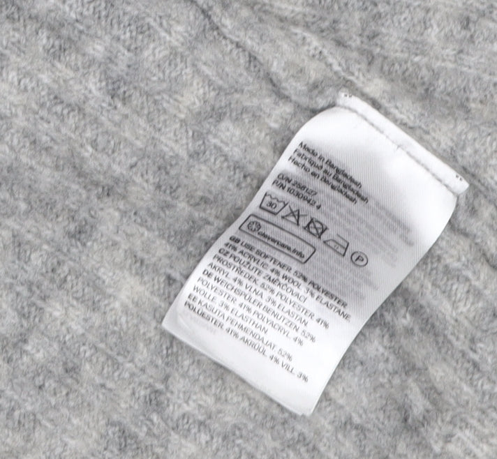 H&M Women Grey Wool Blend Open Knit Cardigan L