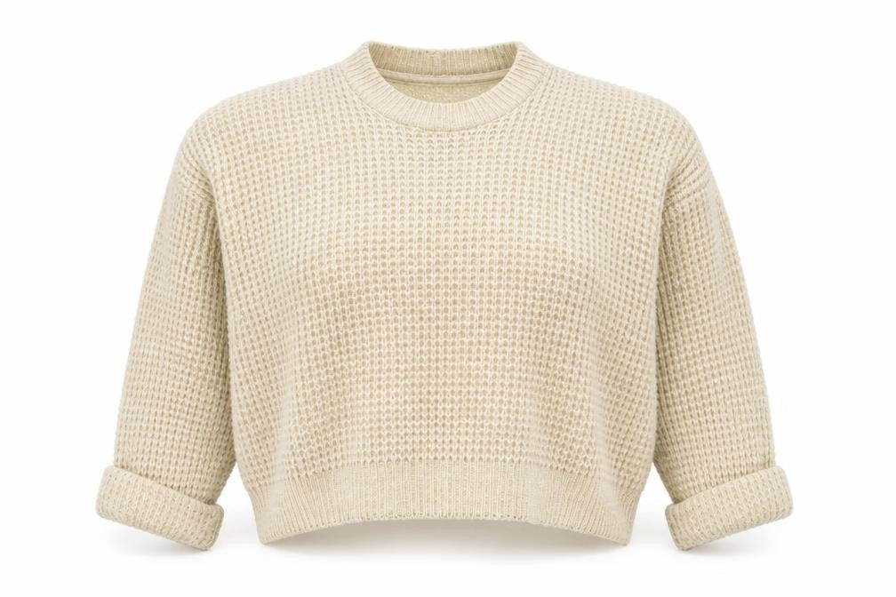 Next Women's Beige Waffle-Knit Crew Neck Jumper Size M