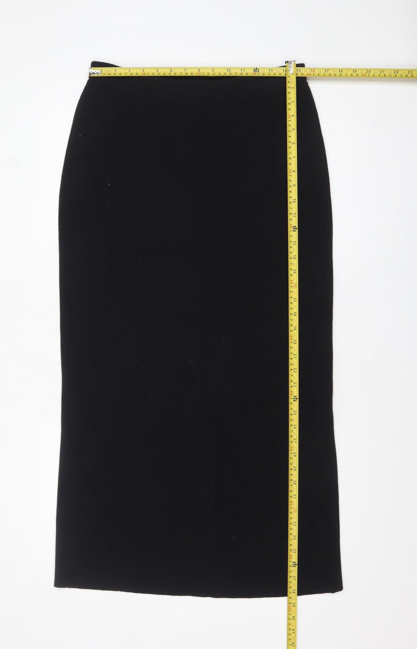 VIZ-A-VIZ Women's Black Wool Blend Midi Pencil Skirt L