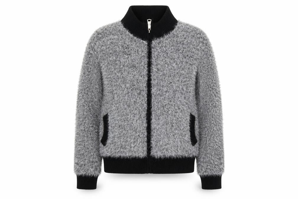 Katumi Women’s Grey Full Zip Chunky-Knit Jumper S