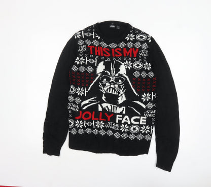 Front view of Star Wars Men's Black XS Christmas Darth Vader Jumper