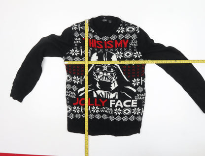 Back view of Star Wars Men's Black XS Christmas Darth Vader Jumper
