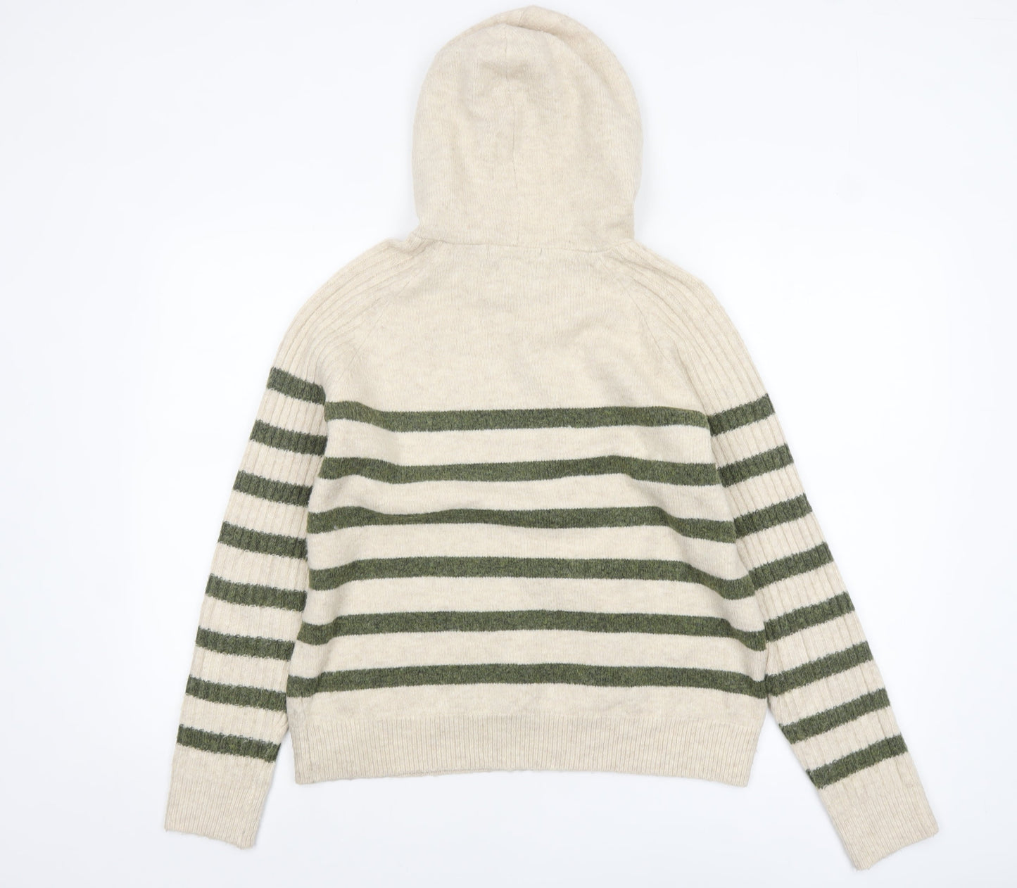 Marks and Spencer Women’s Beige Striped Hooded Knit Jumper Size S