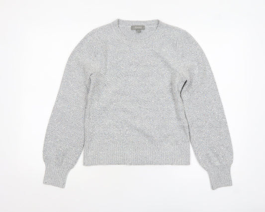 Oasis Women Grey Sequin Knit Pullover Jumper XS