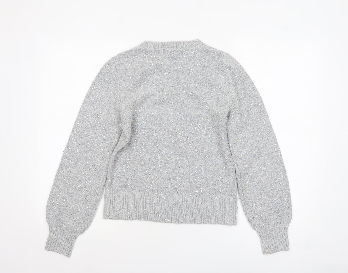 Oasis Women Grey Sequin Knit Pullover Jumper XS