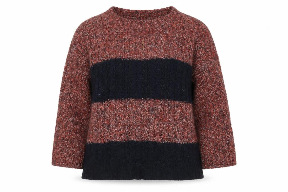 Marks & Spencer Women Navy Mix Size 12 Striped Chunky Knit Jumper