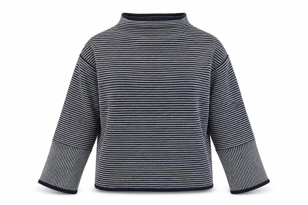 Warehouse Women’s Blue Striped Mock Neck Jumper Size 12