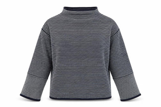 Warehouse Women’s Blue Striped Mock Neck Jumper Size 12