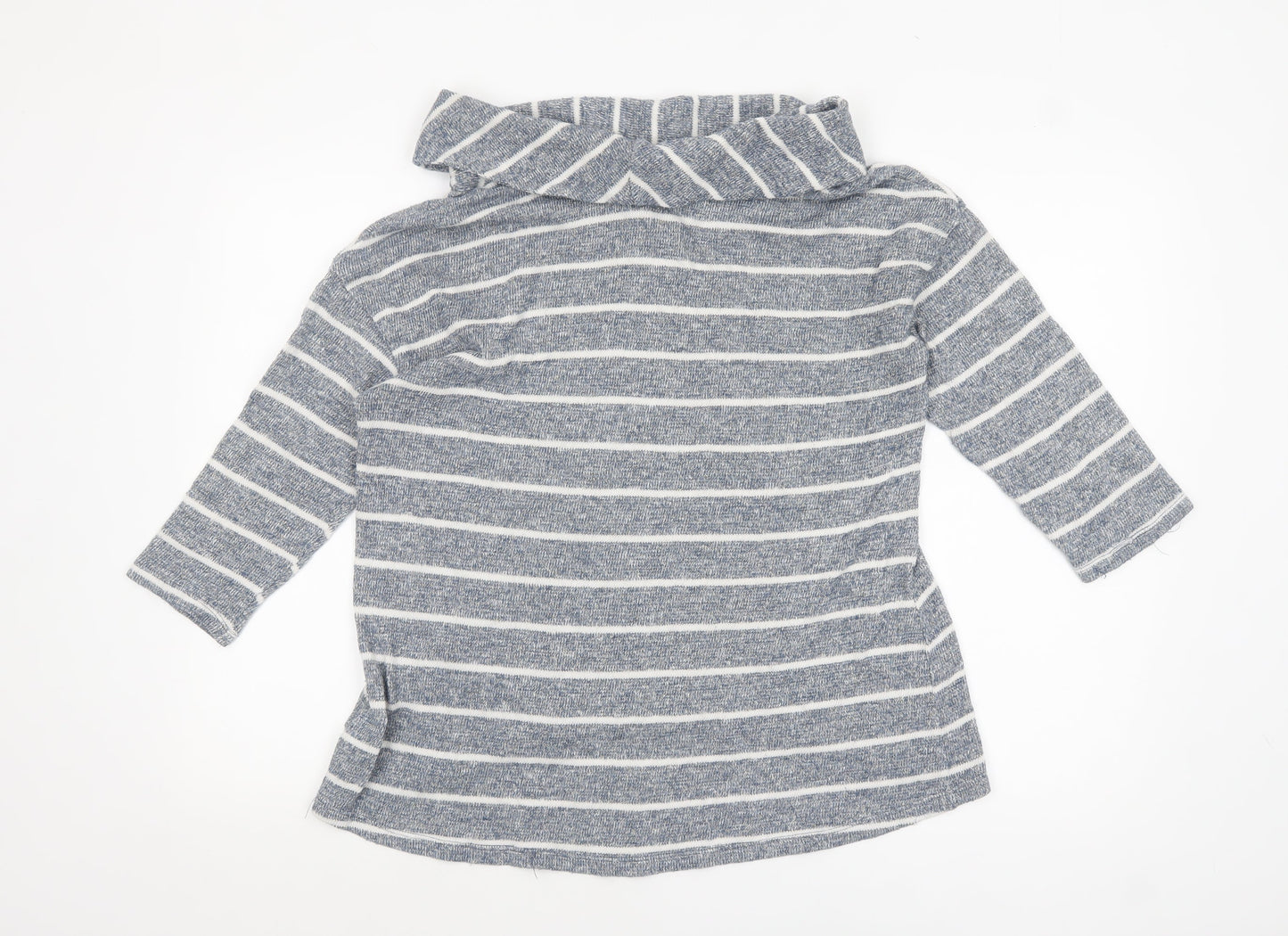 Style & Co Womens Blue Striped Cowl Neck Knit Jumper Size L