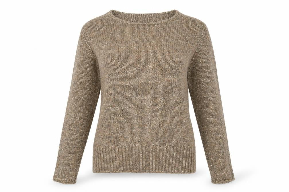 H&M Divided Womens Beige Metallic Knit Jumper Size 10