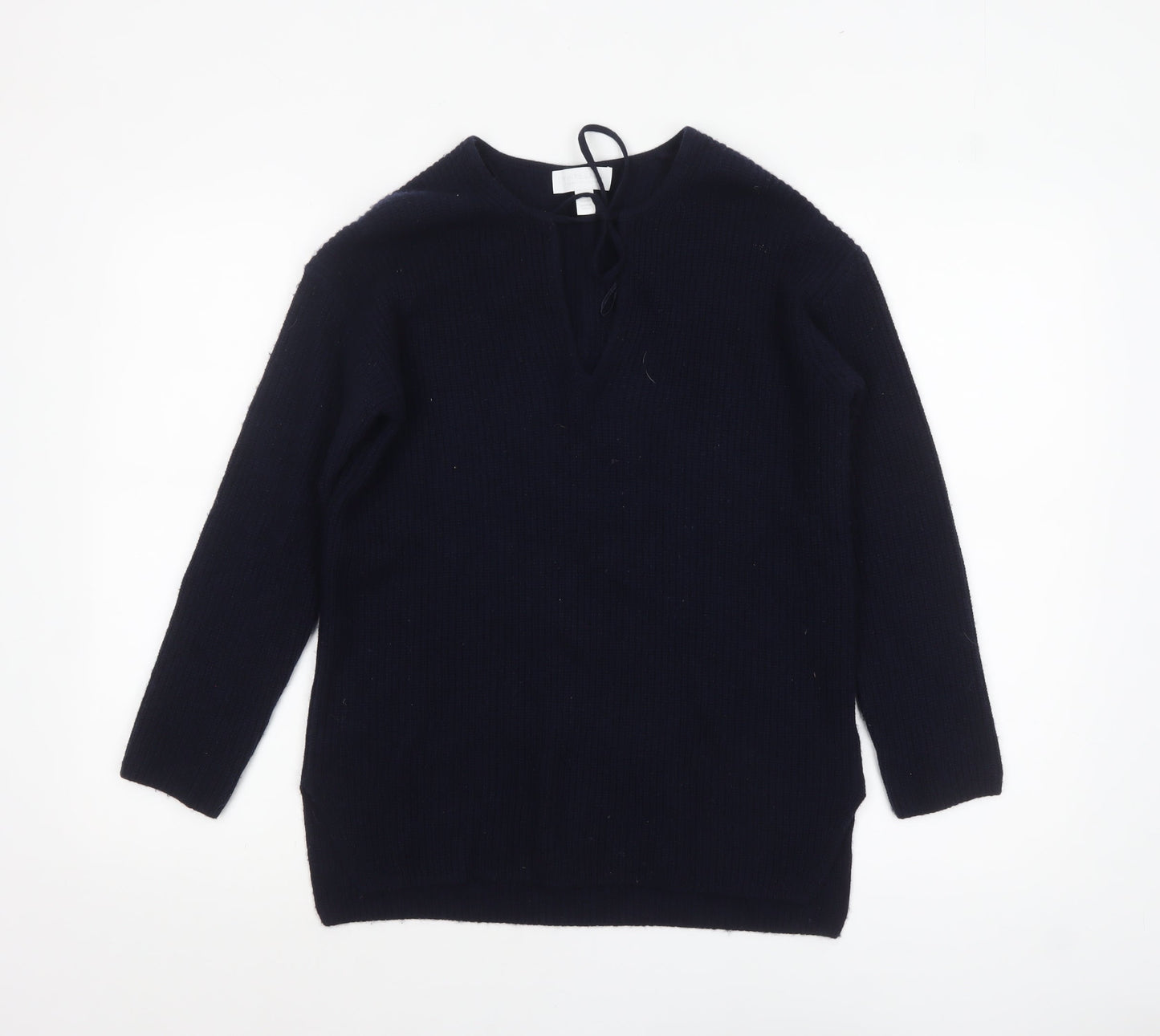 The White Company Women’s Black Wool Blend V-Neck Jumper XS