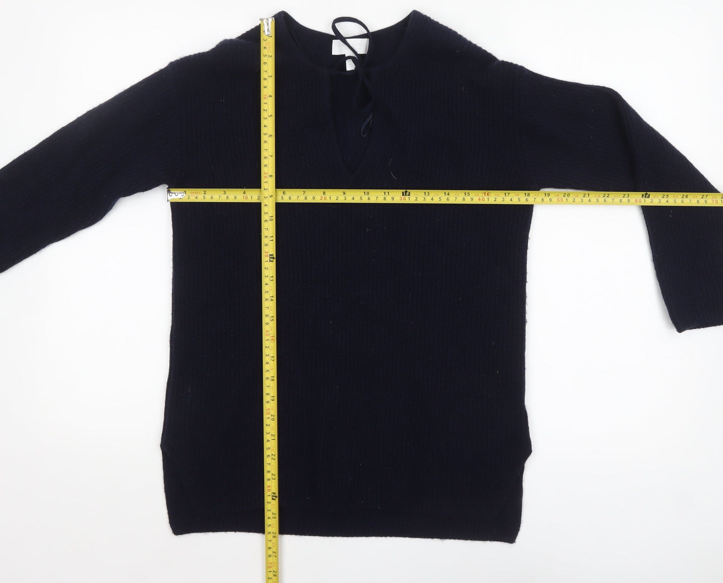 The White Company Women’s Black Wool Blend V-Neck Jumper XS