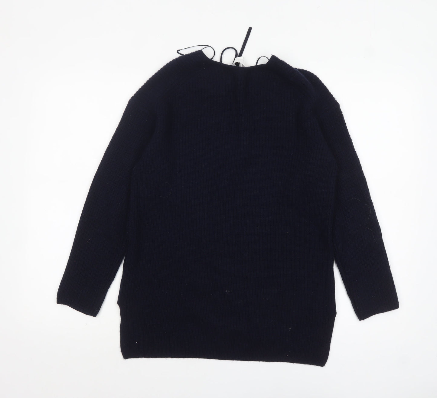 The White Company Women’s Black Wool Blend V-Neck Jumper XS