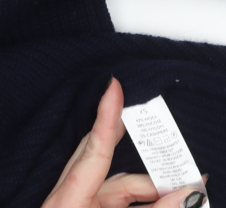 The White Company Women’s Black Wool Blend V-Neck Jumper XS