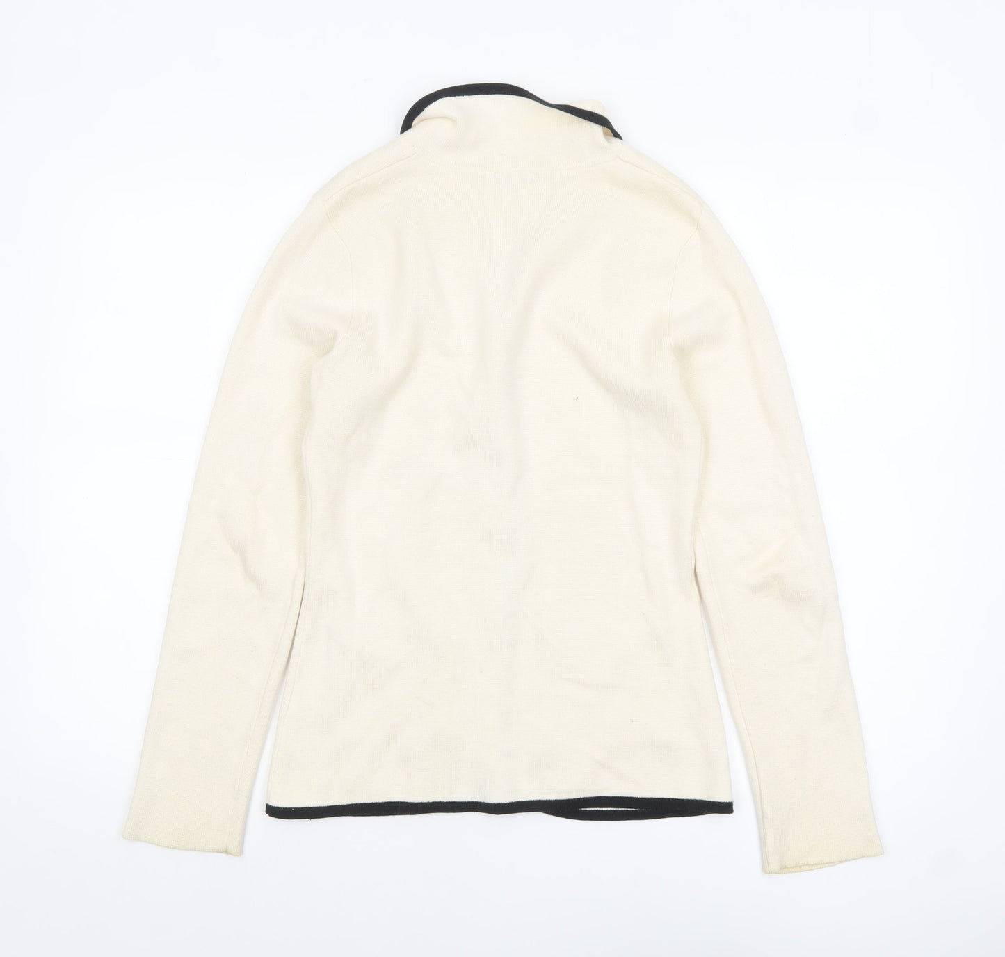 Jobis Women Ivory Black Trim Cardigan UK 10 Cotton Blend