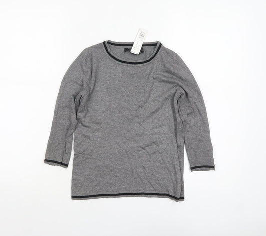 Mango Women Grey Boat Neck 3/4 Sleeve Knit Jumper XS