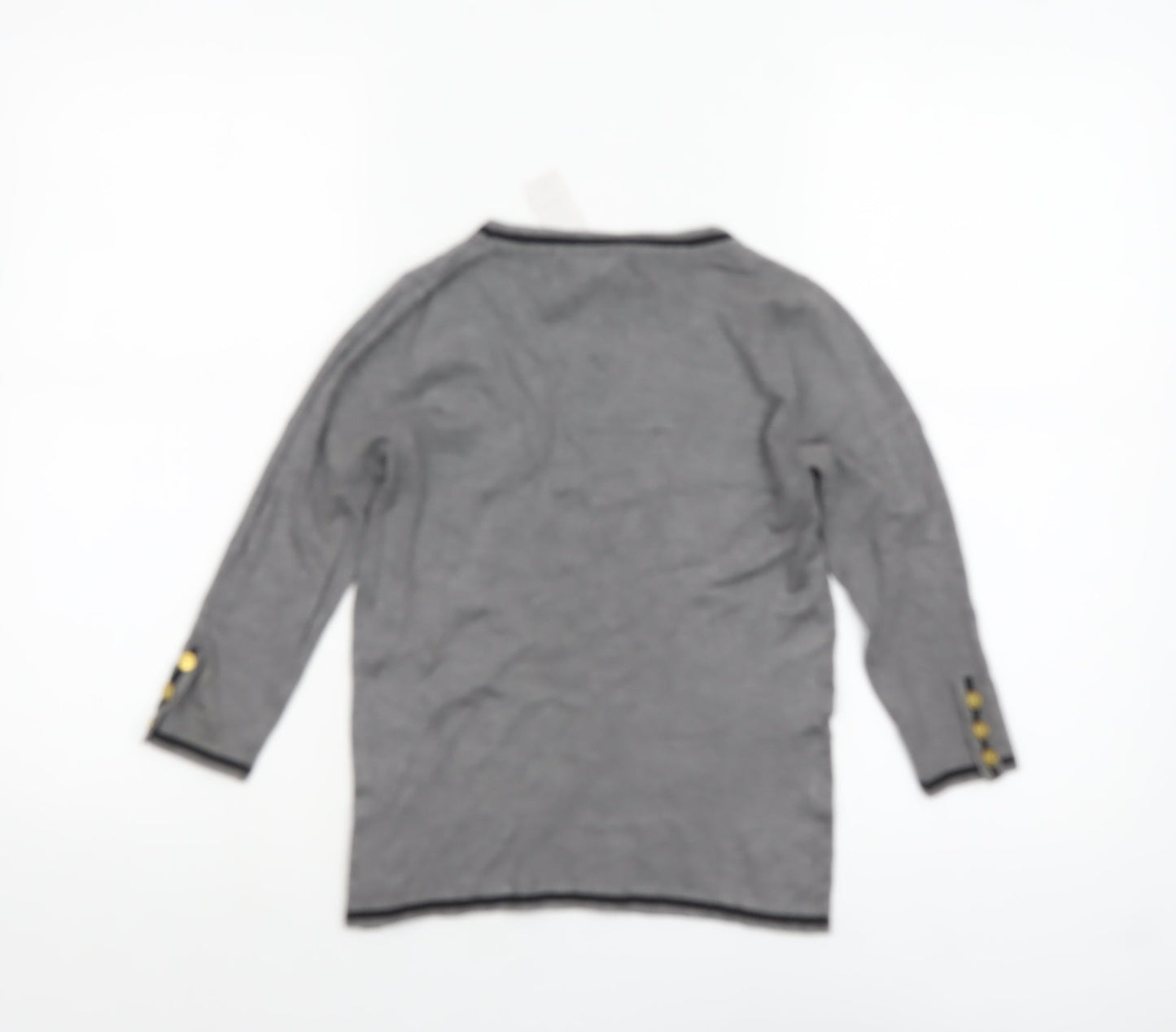 Mango Women Grey Boat Neck 3/4 Sleeve Knit Jumper XS