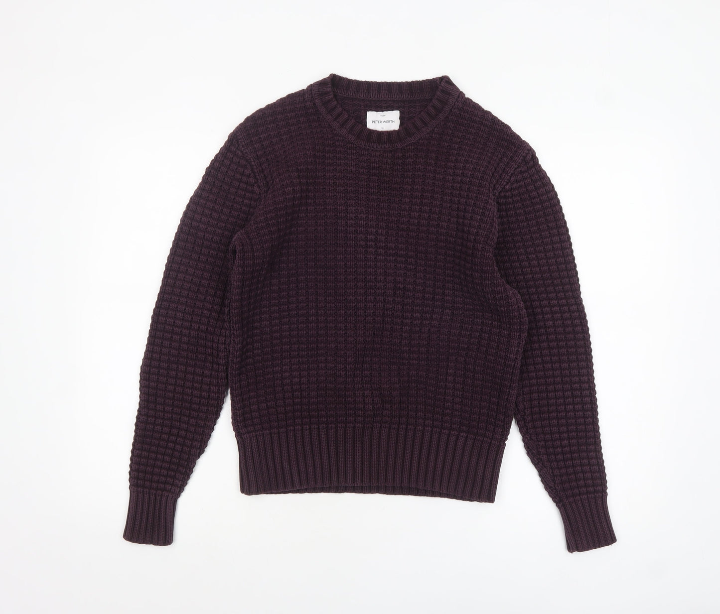 Peter Werth Men's Purple Waffle-Knit Cotton Jumper XS