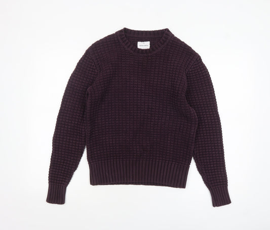 Peter Werth Men's Purple Waffle-Knit Cotton Jumper XS
