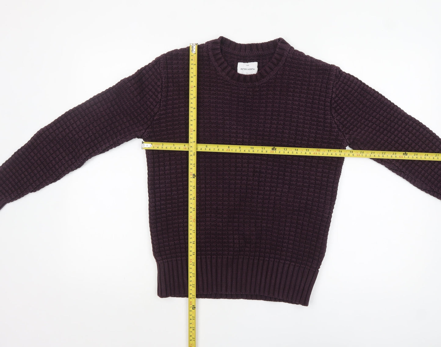 Peter Werth Men's Purple Waffle-Knit Cotton Jumper XS