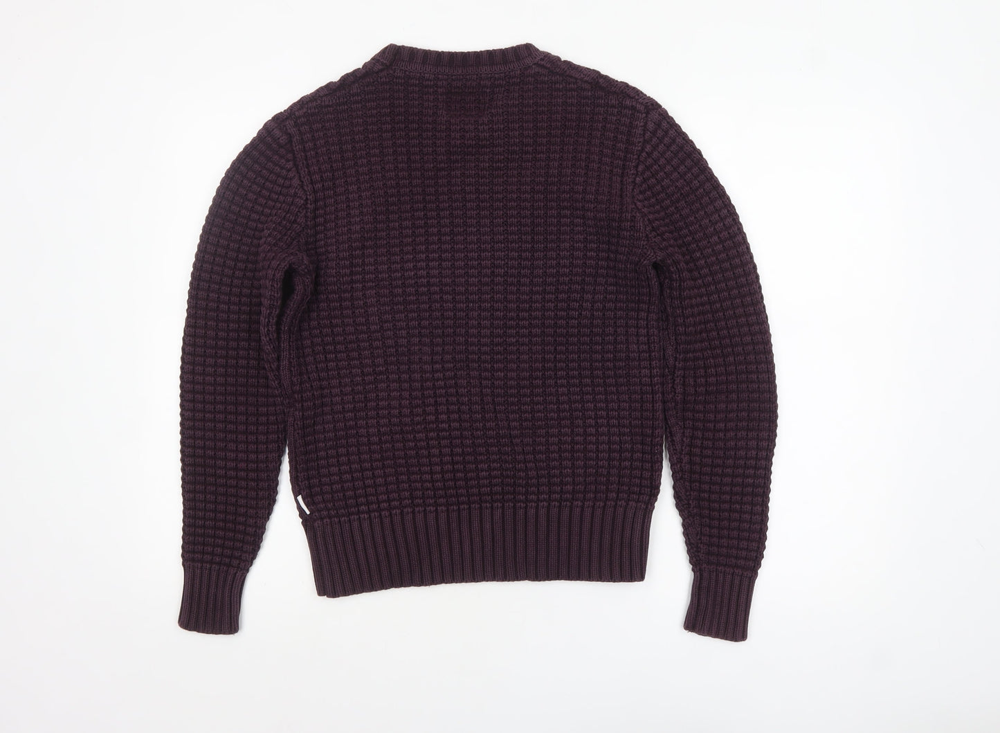 Peter Werth Men's Purple Waffle-Knit Cotton Jumper XS