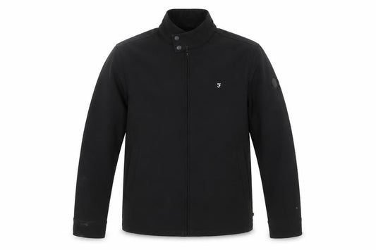 Farah Men's Black Softshell Jacket L Full Zip Stand Collar