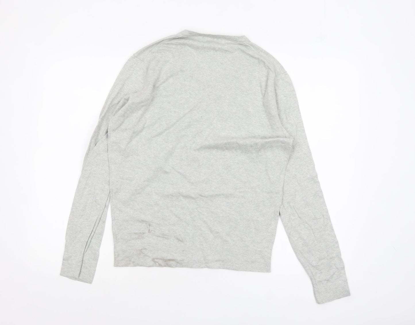 Calvin Klein Men's Grey Cotton V-Neck Jumper Size S