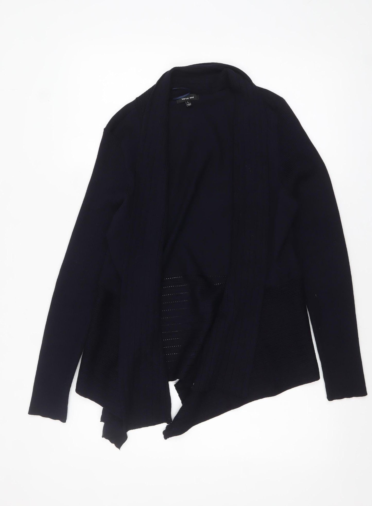 Verve Ami Women Black L Lightweight Open Knit Cardigan