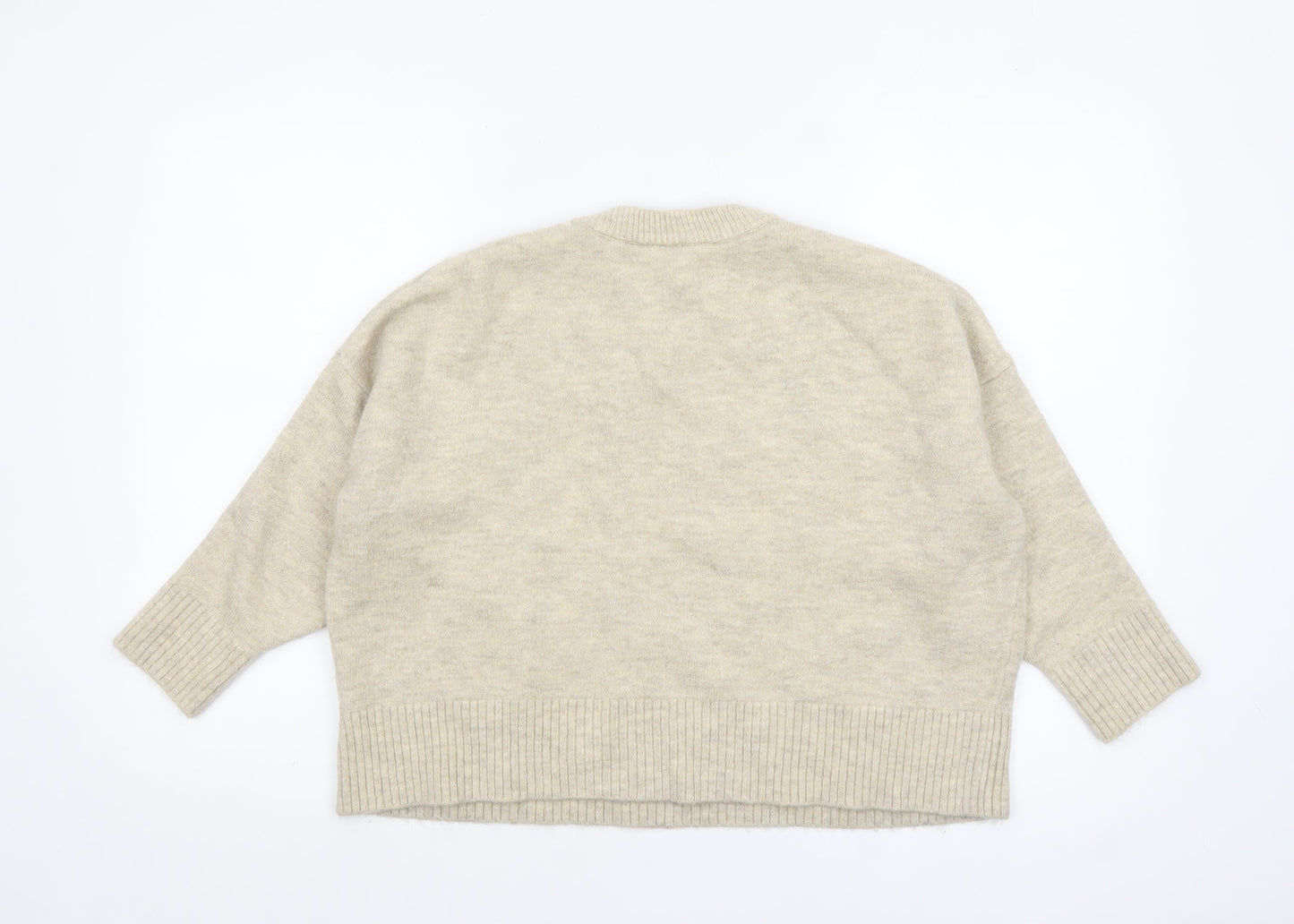 New Look Women's Beige L Chunky Knit Crew Neck Pullover Jumper