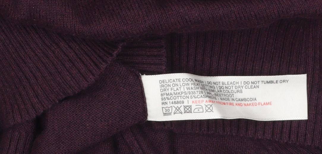 Fat Face Men’s Purple Cotton Cashmere V-Neck Jumper Size M