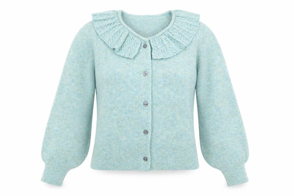 AND/OR Women's Blue Collared Knit Cardigan Size S