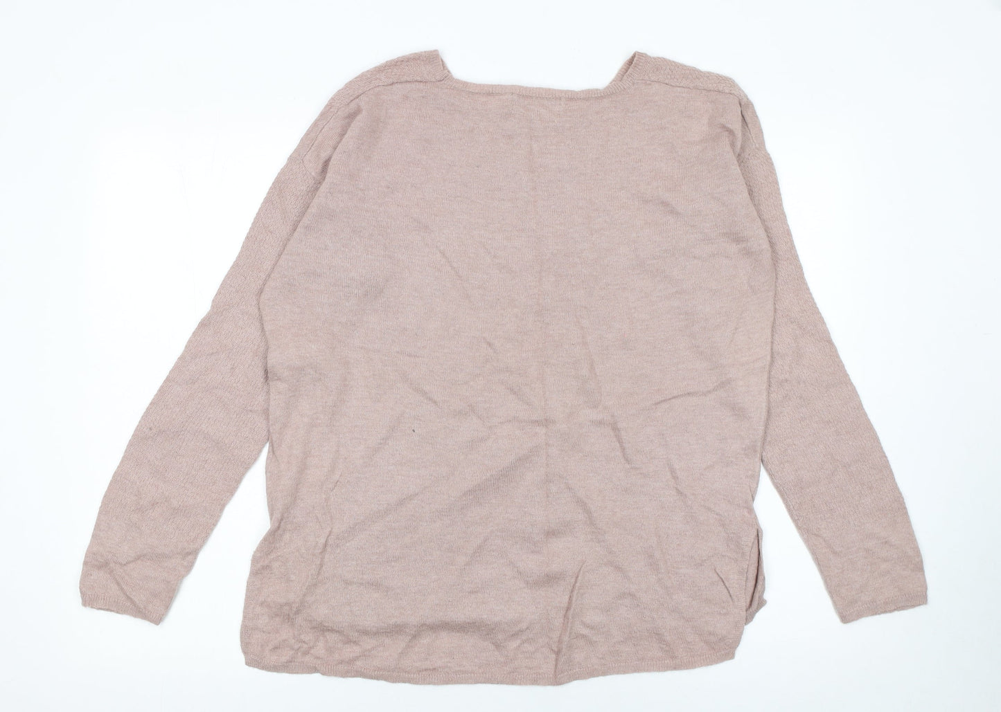 Next Women Pink Beaded Crew Neck Long Sleeve Pullover Jumper Size 12