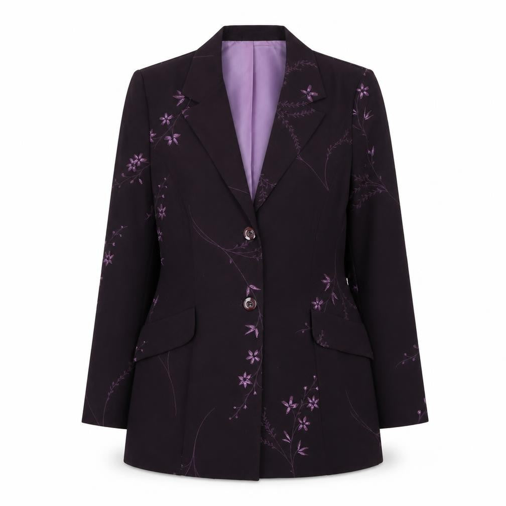 Select Women’s Purple Floral Single-Breasted Blazer Size 12