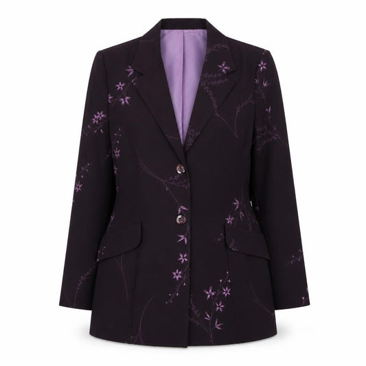 Select Women’s Purple Floral Single-Breasted Blazer Size 12