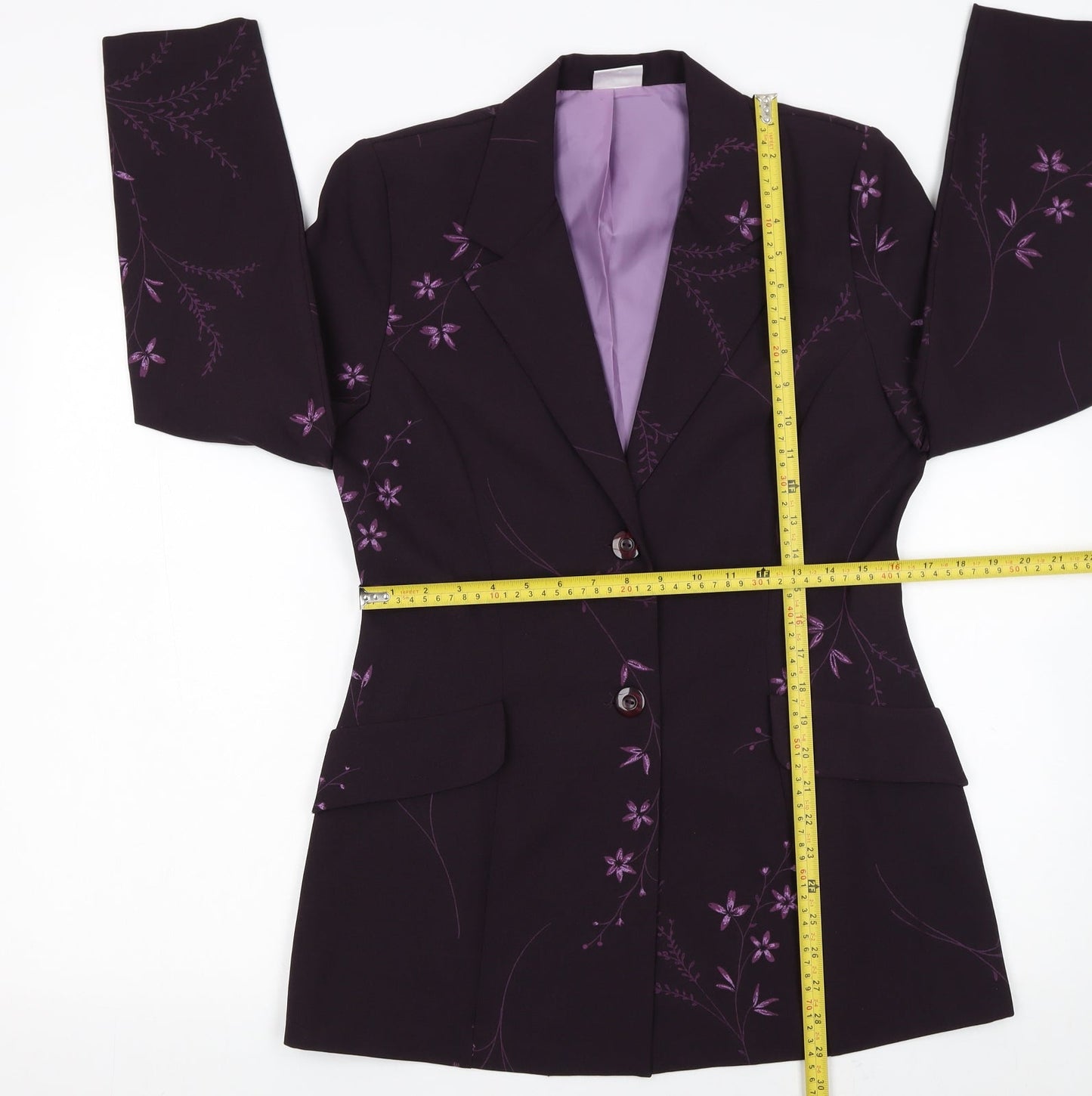 Select Women’s Purple Floral Single-Breasted Blazer Size 12